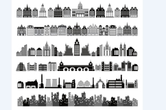 City buildings and industrial factories icons showing urban Product Image 1