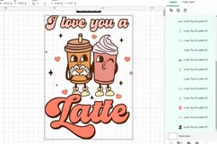 Love you a latte. Retro Valentine's day quote SVG, PNG. Product Image 2