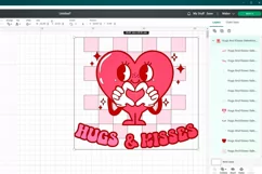 Hugs and kisses. Retro Valentine's day quote SVG, PNG. Product Image 2