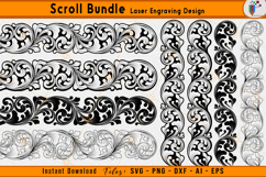 scrollwork bundle laser engraving, firearm scroll design package, custom scroll pattern bundle, gun engraving vector files, ornamental scrollwork svg set, cnc laser scroll designs, ezcad tested engraving bundle, metal engraving scroll package, diy scroll