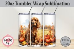 Cocker Spaniel Dog 20oz Tumbler, Fall Spaniel Dog Pumpkins Product Image 1