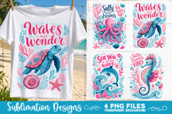 Boho sea creatures sublimation PNG, Ocean creatures 4 PNG Product Image 2