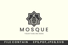 mosque with emblem and vintage style logo icon template Product Image 1