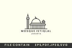 mosque istiqlal with linear style logo icon template design Product Image 1