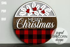 Merry Christmas Round Sign SVG | Cristmas Door Hanger SVG Product Image 1