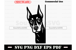 Peering Dobermann Pinscher Dog SVG PNG DXF EPS PDF Product Image 1