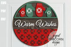 Warm Wishes Welcome Sign SVG | Christmas Door Hanger SVG Product Image 3