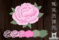 3d layered papercut Flower svg, multilayered peony flower Product Image 1