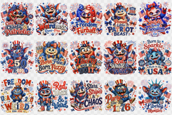 Patriotic Monster PNG Bundle | Funny USA 250 years Cliparts Product Image 2