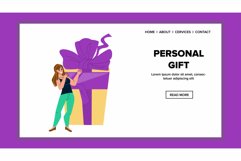 Personal Gift Box Getting Happy Young Woman Vector Product Image 1