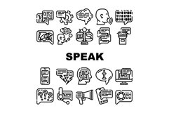 Speak Conversation And Discussion Icons Set Vector Product Image 1