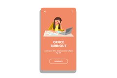 Office Burnout Business Woman At Table Vector Product Image 1
