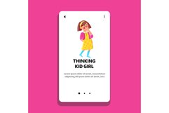 Thinking Kid Girl Search Answer At Question Vector Product Image 1