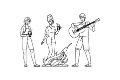 fire beach bonfire party vector Product Image 1