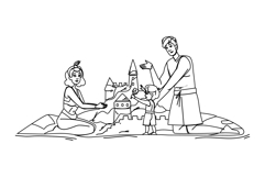 ocean beach family sandcastle vector Product Image 1