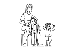 knots brushing child hair vector Product Image 1