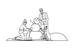 snow building snowman family vector Product Image 1