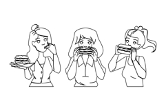 tasty burger woman vector Product Image 1