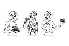 dessert cake woman vector Product Image 1