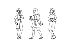 person coffee woman to go vector Product Image 1