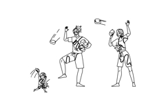 children family balloon fight vector Product Image 1