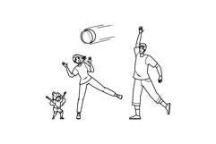play family playing catch vector Product Image 1