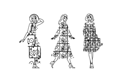 bohemian floral dress woman vector Product Image 1