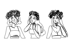 beauty flower crown woman vector Product Image 1