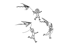 fly flying kite kid vector Product Image 1