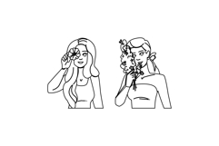 grace holding flower woman vector Product Image 1