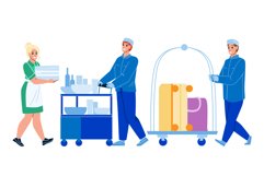 Hotel Room Service Servicing Client Set Vector Product Image 1