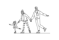 glide ice skating family vector Product Image 1