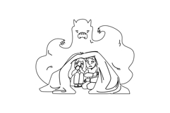 scary kid fear bed vector Product Image 1