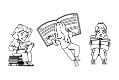 student kid girl book vector Product Image 1