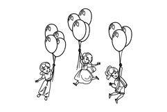 helium kid girl flying balloon vector Product Image 1