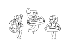 vacation kid girl inflatable ring vector Product Image 1