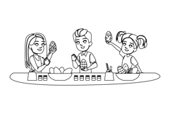 art kid painting easter eggs vector Product Image 1