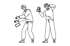 screen man broken phone vector Product Image 1