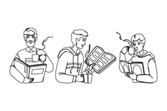 read man reading book coffee vector Product Image 1