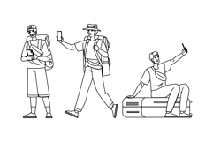 explore man tourist phone vector Product Image 1