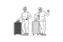 luggage old woman suitcase vector Product Image 1