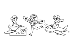 fun pilot kid girl vector Product Image 1