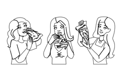 young pizza woman vector Product Image 1