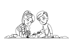 nature planting flowers kid vector Product Image 1