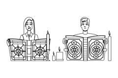 incantation reading spell book vector Product Image 1