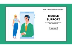 Mobile Support Service Calling Young Woman Vector Product Image 1