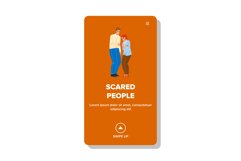 Scared People Couple Terrified In Panic Vector Product Image 1