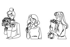 scent smelling flower woman vector Product Image 1