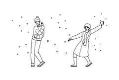 happy snowball fight couple vector Product Image 1