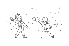 snow snowball fight kid vector Product Image 1